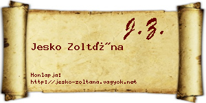Jesko Zoltána névjegykártya